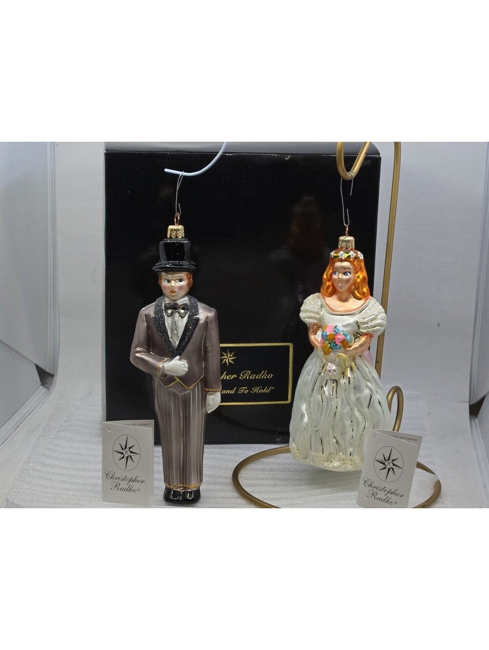 Christopher Radko 1999 "To Have and To Hold" Wedding Ornaments Set w/Tags & Box